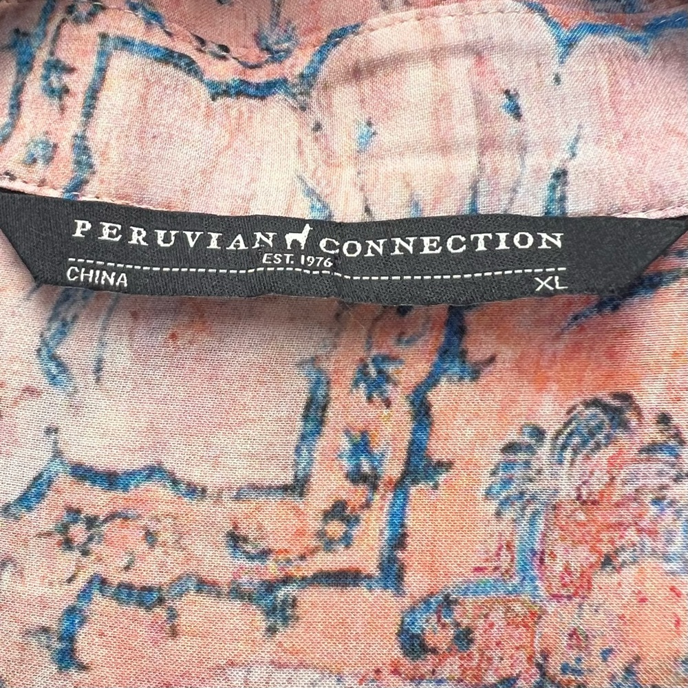Peruvian Connection Liliana Button Down Shirt Size XL Vintage Inspired Print - Picture 8 of 8